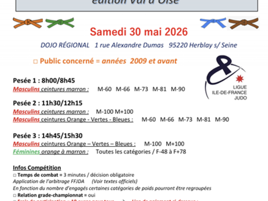 Image de l'actu 'Dernière étape circuit ceintures de couleur (30 mai à Herblay)'
