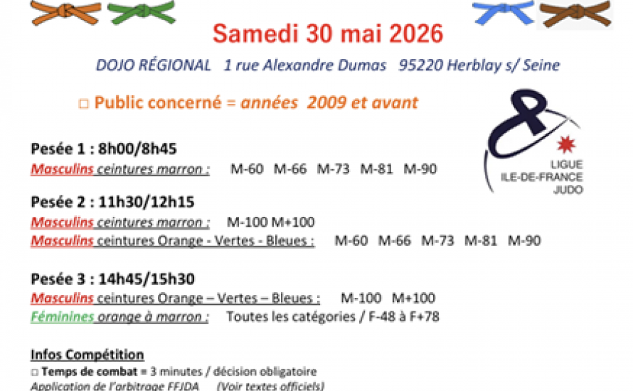 Dernière étape circuit ceintures de couleur (30 mai à Herblay)